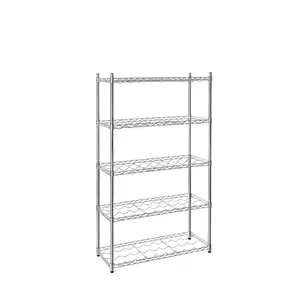 Regał na butelki 5-półkowy 900x350x1500 mm ze stali chromowanej | TECHNICA, Silver Line