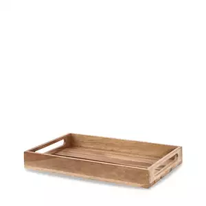Skrzynia drewniana prostokątna z uchwytami, 397x258x50 mm | CHURCHILL, Buffetscape Wood Rustic Acacia
