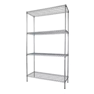 Regał 4-półkowy 900x450x1800 mm ze stali chromowanej | TECHNICA, Silver Line