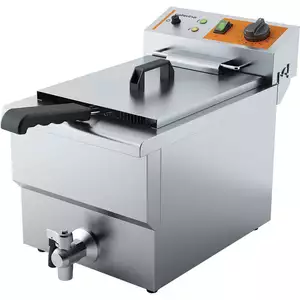 Frytownica elektryczna jednokomorowa 8l z kranem spustowym, nastawna, 3 kW, 230 V, 300x510x390 mm | CATERINA, 746096