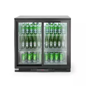 Chłodziarka barowa dwudrzwiowa, podblatowa, 208 l, 175 W, 230V, czarna | BARMATIC, Candour