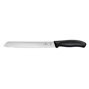 Nóż do chleba, ostrze 210 mm, inox, czarny | VICTORINOX, 6.8633.21B