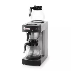 Zaparzacz przelewowy do kawy, 2 dzbanki 1,8 l, 2,1 kW, 195x370x430 mm, inox, czarny | HENDI, 208304