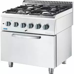 Kuchnia gazowa 4-palnikowa z piekarnikiem elektrycznym 20,5 kW - G20(gaz ziemny), 800x700x850 mm | STALGAST, Linia 700