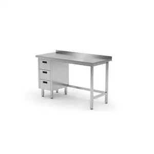 Stół przyścienny z blokiem trzech szuflad po lewej stronie 1000x700x850 mm | TECHNICA, 1243L1070