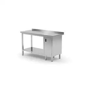 Stół przyścienny z szafką z drzwiami skrzydłowymi po prawej stronie i półką 1200x600x850 mm | TECHNICA, 127P1260