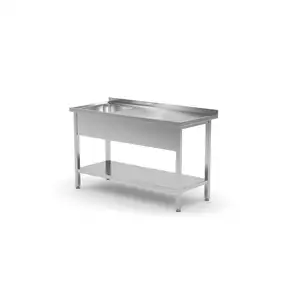 Stół ze zlewem jednokomorowym z lewej strony z półką 1200x600x850 mm | TECHNICA, 213L1260