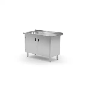 Stół ze zlewem jednokomorowym z lewej strony z szafką 1000x600x850 mm | TECHNICA, 219L1060