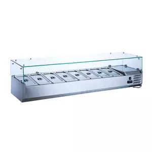 [Zestaw] Nadstawka chłodnicza 8xGN1/4, 1800x335x435 mm + 8x Pojemnik GN 1/4 150 mm ze stali nierdzewnej z pokrywką