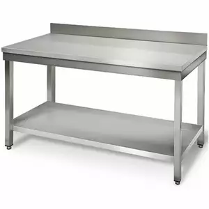 Stół przyścienny z półką, skręcany, 600x600x850 mm | TECHNICA, Silver Line