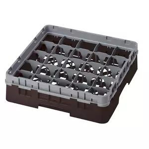 Kosz do szkła 500x500 mm, 25 pól, śr. 87 mm, wys. 90 mm, brązowy | CAMBRO, Camrack