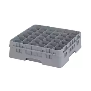 Kosz do szkła 500x500 mm, 36 pól, śr. 72 mm, wys. 110 mm, jasny szary | CAMBRO, Camrack