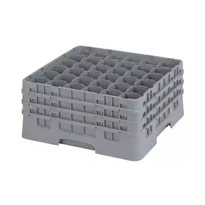 Kosz do szkła 500x500 mm, 36 pól, śr. 72 mm, wys. 194 mm, jasny szary | CAMBRO, Camrack