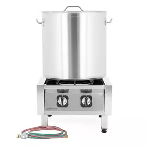 [Zestaw] Taboret gazowy 500x500x350 mm, 17,0 kW + Reduktor z wężem (G30), 2000 mm + Garnek wysoki 71 l, 450 mm z pokrywką