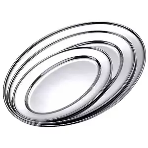 Półmisek ze stali nierdzewnej, owalny 350x220x16 mm | CONTACTO, 3/350