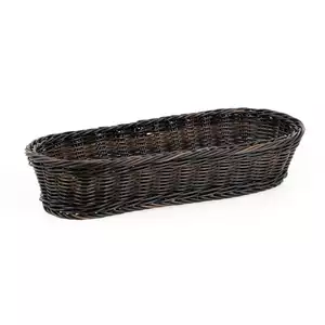 Koszyk owalny długi z polirattanu 375x150x70 mm, czarnobrązowy | TECHNICA, Gold Line