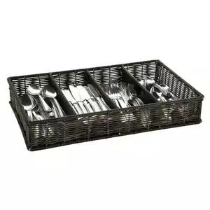Koszyk na sztućce z polipropylenu 530x325x90 mm, czarnobrązowy | APS, 11966