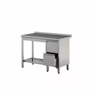 Stół przyścienny z szufladami i półką ze stali nierdzewnej, 1000x600x850 mm, ECO Line | EDENOX, WT-106 PL 2DR S