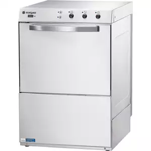 Zmywarko wyparzarka uniwersalna z dozownikiem płynu myjącego, pompą zrzutową i pompą wspomagającą płukanie, kosz: 500x500 mm, 3,4/4,9 kW, 565x680x835 mm | STALGAST, AQUA