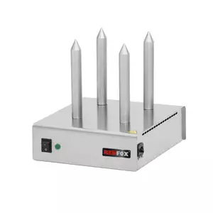 Urządzenie do hot-dogów ze stali nierdzewnej z 4 szpikulcami, 0,1 kW, 260x300x290 mm | REDFOX, HD-4