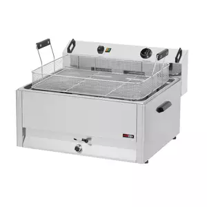 Frytownica elektryczna jednokomorowa 30 l z kranem spustowym, nastawna, 15 kW, 400 V, 670x650x370 mm | REDFOX, FE-60T