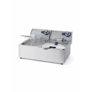 Frytownica elektryczna dwukomorowa 2x 6 l, nastolna, 6,6 kW, 230 V, 430x550x290 mm | HENDI, 205853