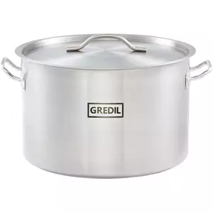Garnek średni  ze stali nierdzewnej z pokrywką o średnicy 320 mm, 16,1 l | GREDIL, Standard Line