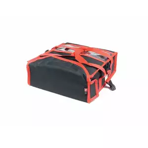 Torba do pizzy na 2 pudełka 350x350 mm, z kodury, czarna z czerwoną lamówką | FURMIS, T2S