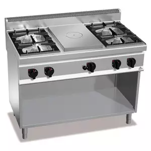 Kuchnia gazowa 4-palnikowa z płytą grzewczą, wolnostojąca, 28 kW, 1200x700x900 mm | BERTO'S, Macros 700, HIGH POWER, G7T4P4FM