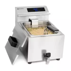 Frytownica elektryczna jednokomorowa 8 l z kranem spustowym i panelem cyfrowym, nastolna, 3,5 kW, 300x515x345 mm | HENDI, Mastercook