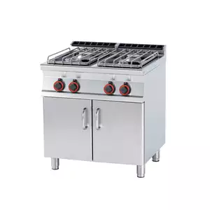 Kuchnia gazowa 4-palnikowa z szafką, 22 kW, 800x700x900 mm, inox | RMGASTRO, PC-78 G/P
