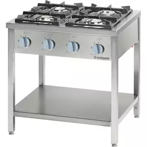 Kuchnia gazowa 4-palnikowa, wolnostojąca na podstawie otwartej, G20(gaz ziemny), 20,5 kW, 800x700x850 mm | STALGAST, 979511