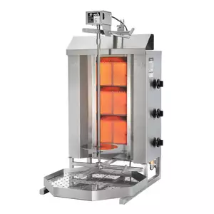Gyros, kebab gazowy, 3 strefy grzewcze, wsad 15 kg, 5,25 kW, 500x395x795 mm, taca na tłuszcz o wym. 500x500 mm | POTIS, G1/gaz ziemny