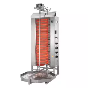 Gyros, kebab elektryczny, 4 strefy grzewcze, wsad 80 kg, 400V, 10,5 kW, 600x495x1290 mm, taca na tłuszcz o wym. 550x550 mm | POTIS, E4-S