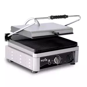 Grill kontaktowy, elektryczny, ryflowany, 3 kW, 230 V, 510x500x300 mm | POTIS, PK 2745