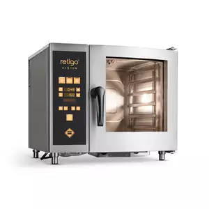 Piec konwekcyjno-parowy natryskowy, elektryczny, 6x GN 2/3, z cyfrowym panelem sterowania, 5 (3,4) kW, 683x643x636 mm | RETIGO, Orange 623 in